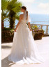 Strapless Ivory Lace Tulle Classic Wedding Dress With Detachable Sleeves
